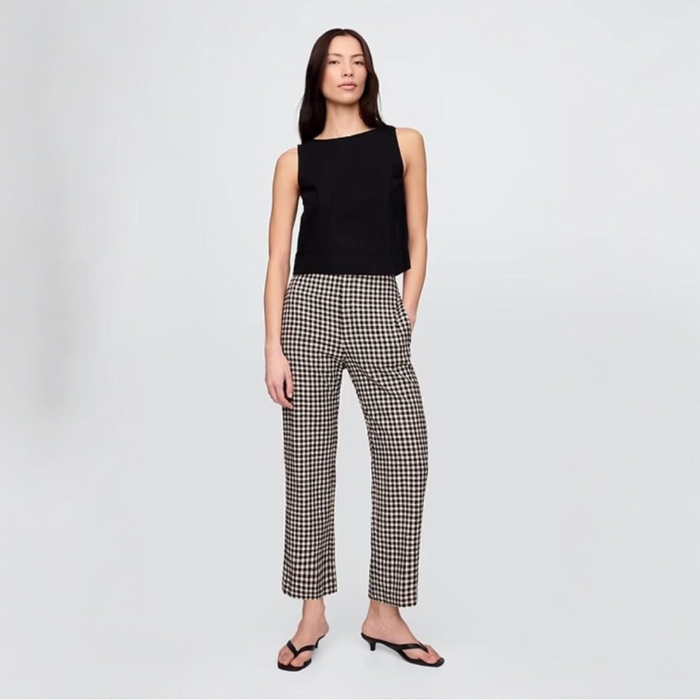 GAP Black & Cream Check Cropped Straight Pants